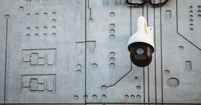 security camera on wall