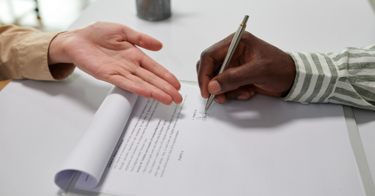 signing a contract