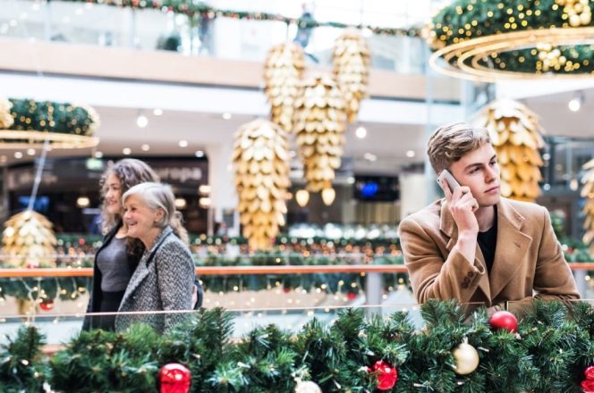 mall during the holidays
